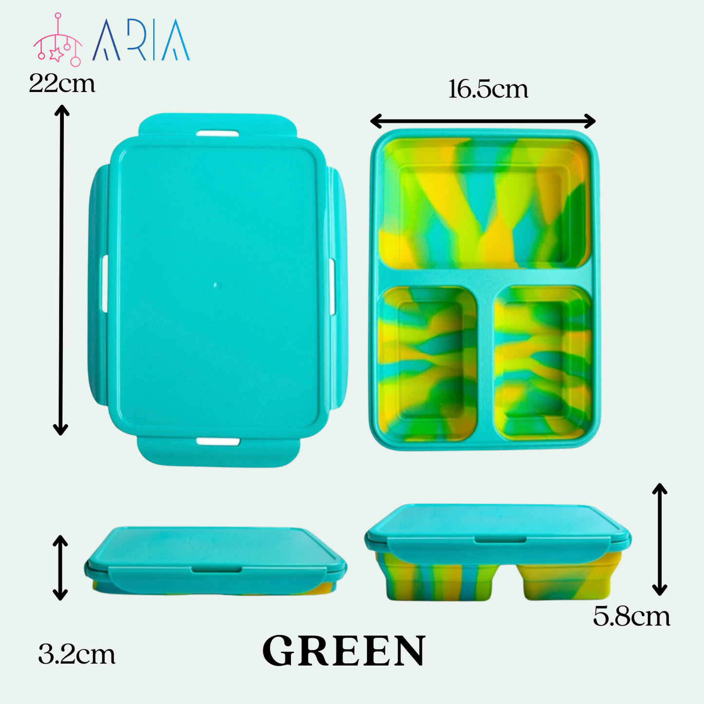 ARIA Microwaveable Collapsible Lunch Box or Bento Box - 1L
