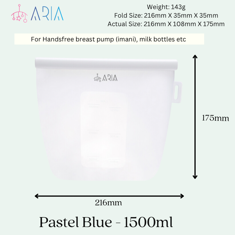 ARIA Airtight Breast Pump Pouch or Silicone Food Storage Bag 500ml/1L/1.5L/2L