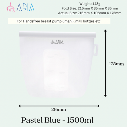 ARIA Airtight Breast Pump Pouch or Silicone Food Storage Bag 500ml/1L/1.5L/2L