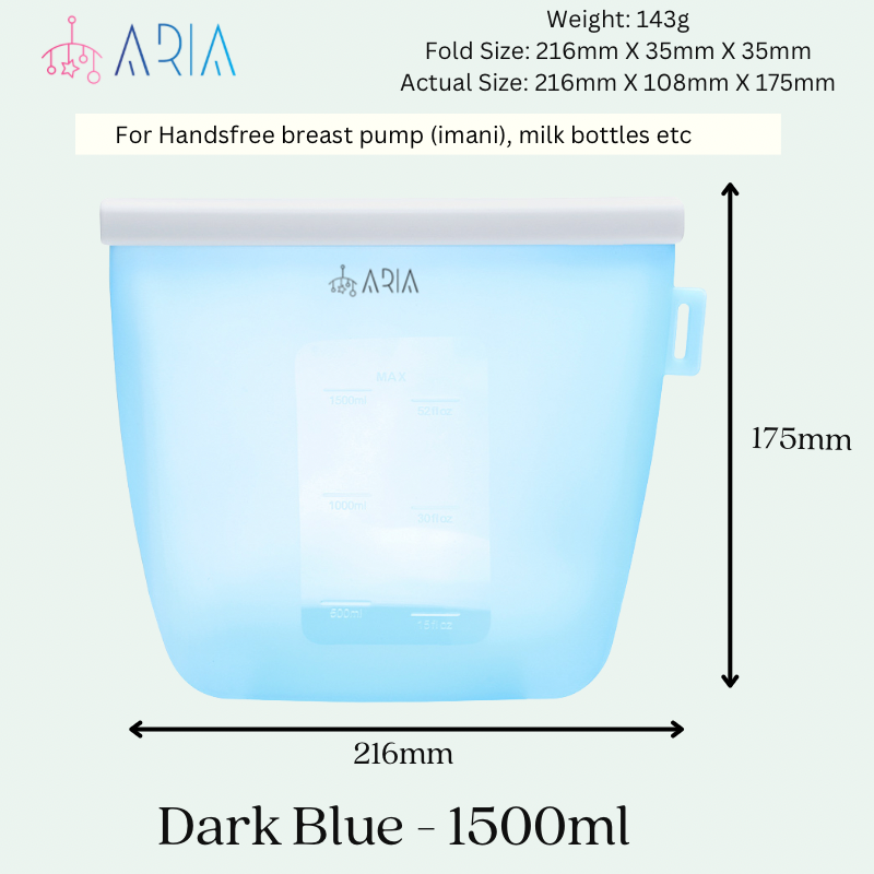 ARIA Airtight Breast Pump Pouch or Silicone Food Storage Bag 500ml/1L/1.5L/2L