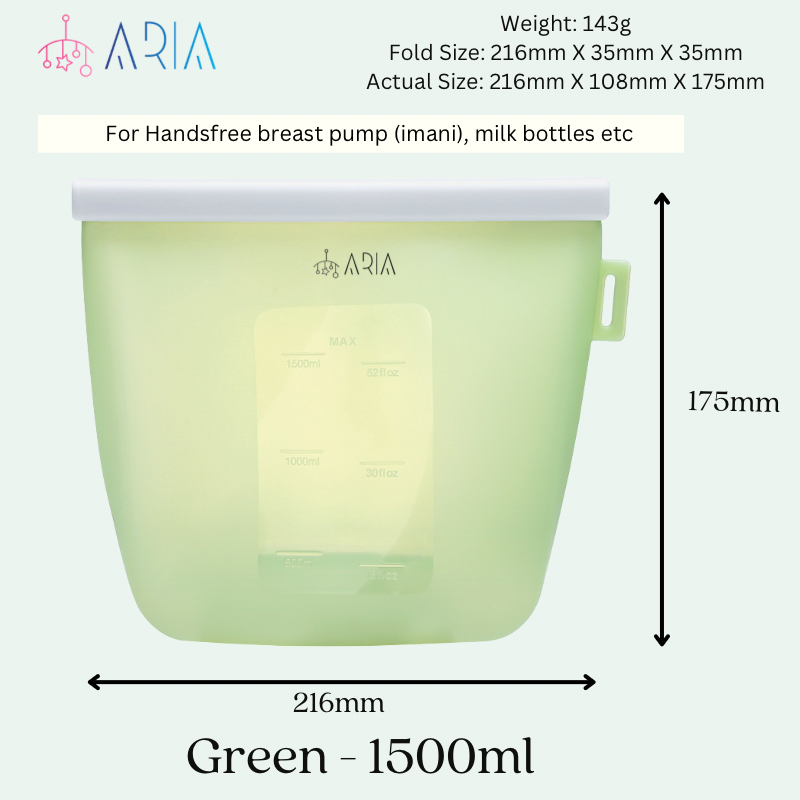 ARIA Airtight Breast Pump Pouch or Silicone Food Storage Bag 500ml/1L/1.5L/2L