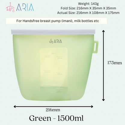 ARIA Airtight Breast Pump Pouch or Silicone Food Storage Bag 500ml/1L/1.5L/2L