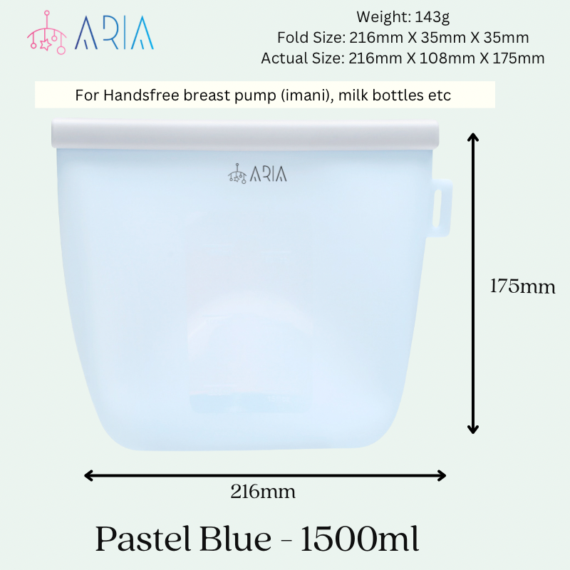 ARIA Airtight Breast Pump Pouch or Silicone Food Storage Bag 500ml/1L/1.5L/2L