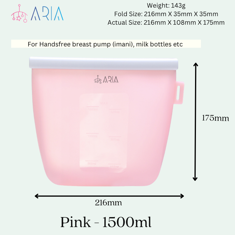 ARIA Airtight Breast Pump Pouch or Silicone Food Storage Bag 500ml/1L/1.5L/2L