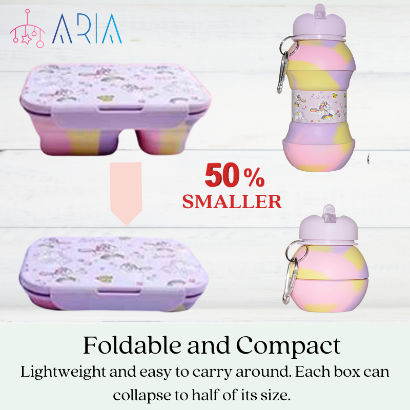 ARIA Collapsible Kids Lunchbox and Water Bottle Sets