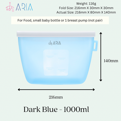 ARIA Airtight Breast Pump Pouch or Silicone Food Storage Bag 500ml/1L/1.5L/2L