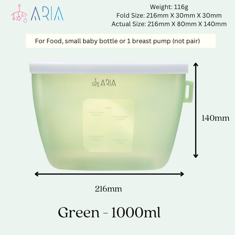 ARIA Airtight Breast Pump Pouch or Silicone Food Storage Bag 500ml/1L/1.5L/2L