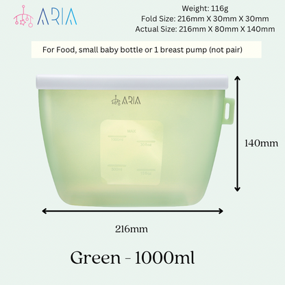 ARIA Airtight Breast Pump Pouch or Silicone Food Storage Bag 500ml/1L/1.5L/2L