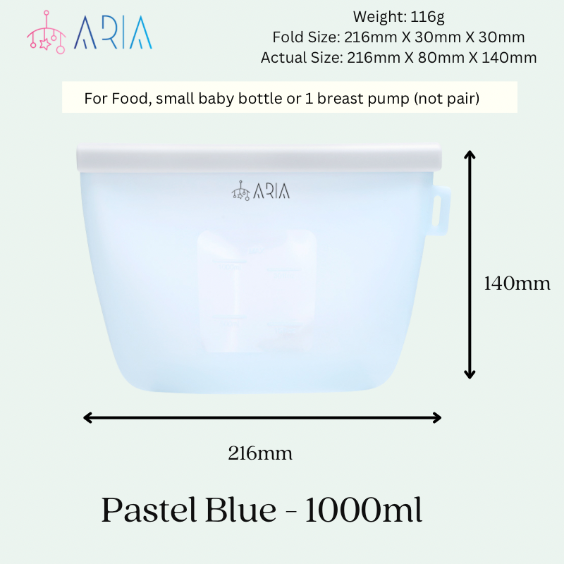 ARIA Airtight Breast Pump Pouch or Silicone Food Storage Bag 500ml/1L/1.5L/2L