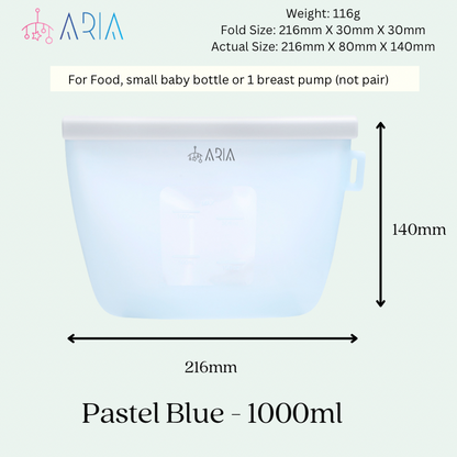 ARIA Airtight Breast Pump Pouch or Silicone Food Storage Bag 500ml/1L/1.5L/2L