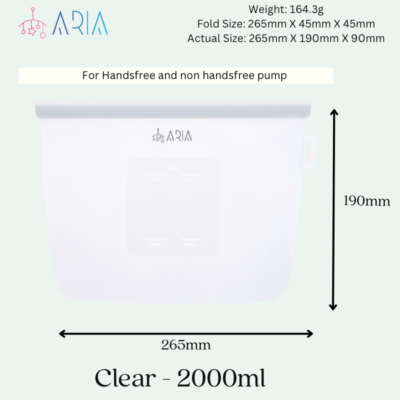 ARIA Airtight Breast Pump Pouch or Silicone Food Storage Bag 500ml/1L/1.5L/2L