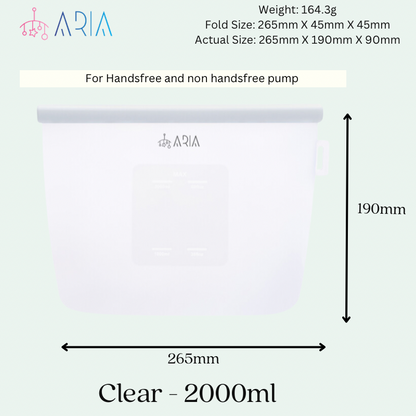 ARIA Airtight Breast Pump Pouch or Silicone Food Storage Bag 500ml/1L/1.5L/2L