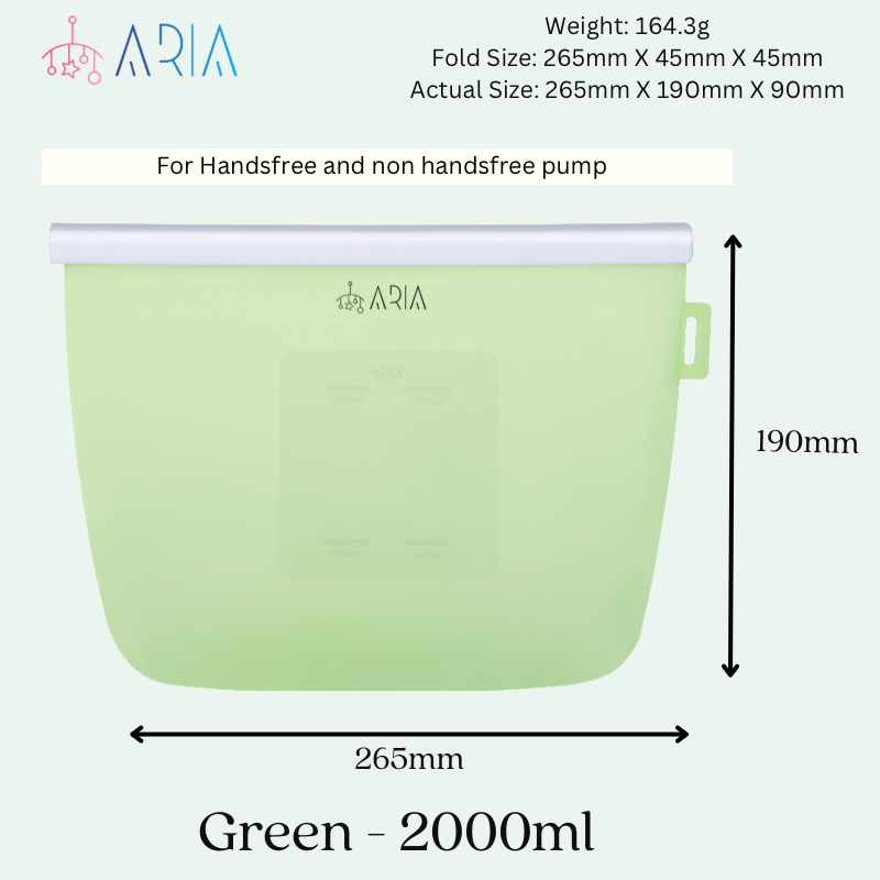 ARIA Airtight Breast Pump Pouch or Silicone Food Storage Bag 500ml/1L/1.5L/2L