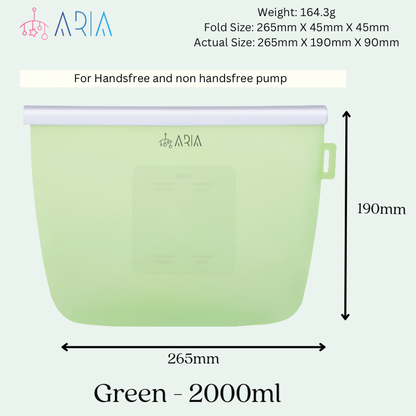 ARIA Airtight Breast Pump Pouch or Silicone Food Storage Bag 500ml/1L/1.5L/2L