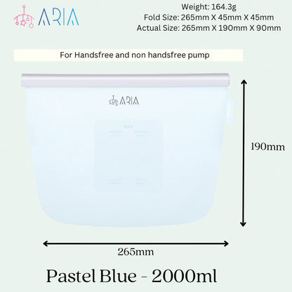 ARIA Airtight Breast Pump Pouch or Silicone Food Storage Bag 500ml/1L/1.5L/2L