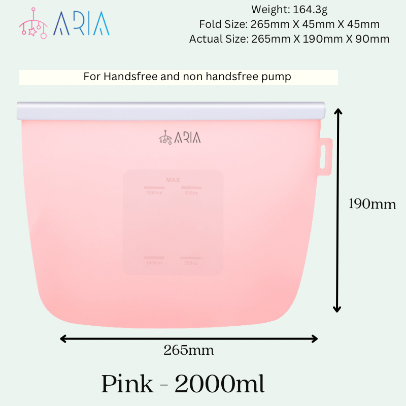 ARIA Airtight Breast Pump Pouch or Silicone Food Storage Bag 500ml/1L/1.5L/2L