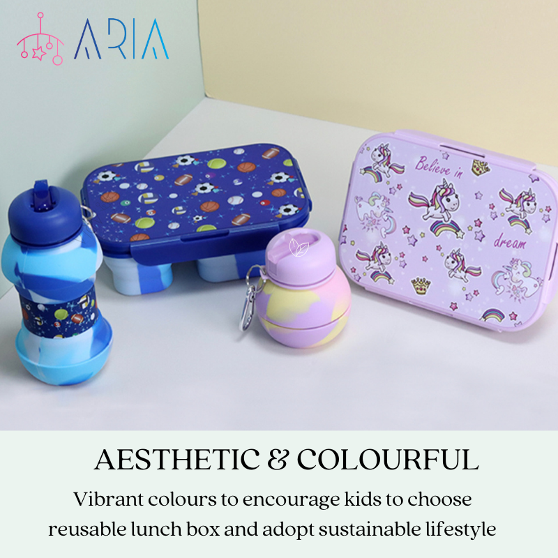 ARIA Collapsible Kids Lunchbox and Water Bottle Sets