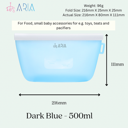 ARIA Airtight Breast Pump Pouch or Silicone Food Storage Bag 500ml/1L/1.5L/2L