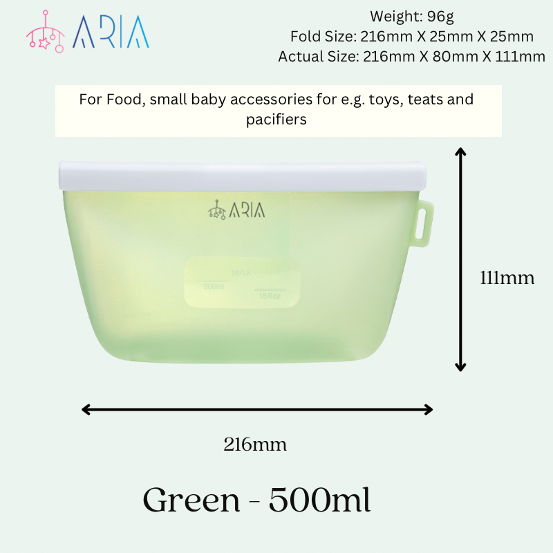 ARIA Airtight Breast Pump Pouch or Silicone Food Storage Bag 500ml/1L/1.5L/2L