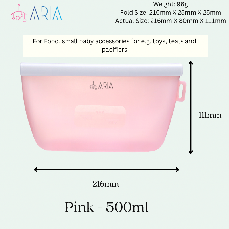 ARIA Airtight Breast Pump Pouch or Silicone Food Storage Bag 500ml/1L/1.5L/2L