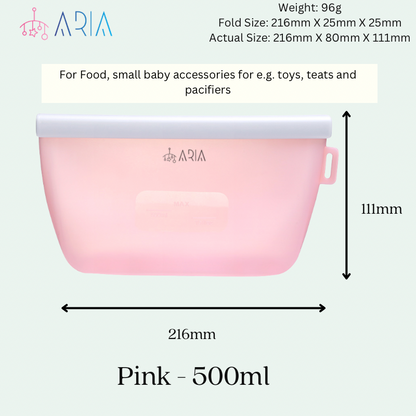 ARIA Airtight Breast Pump Pouch or Silicone Food Storage Bag 500ml/1L/1.5L/2L