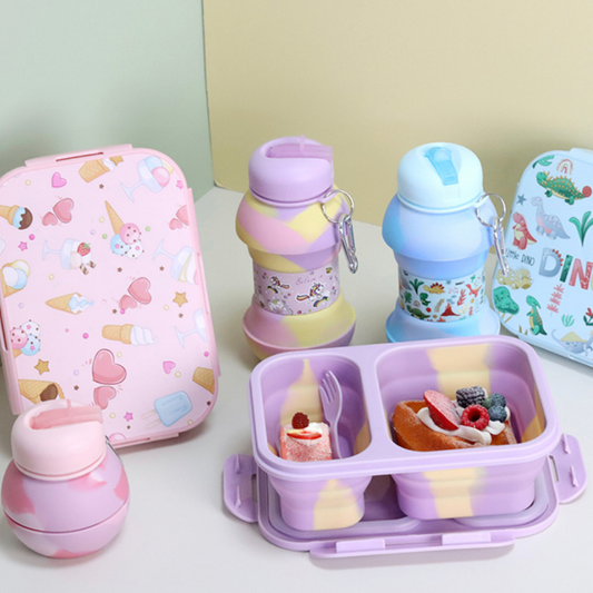 ARIA Collapsible Kids Lunchbox and Water Bottle Sets