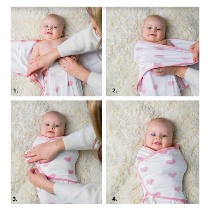 Organic Baby Adjustable Swaddle Pink Peony Pink Heart Pink Buffalo Ariababies
