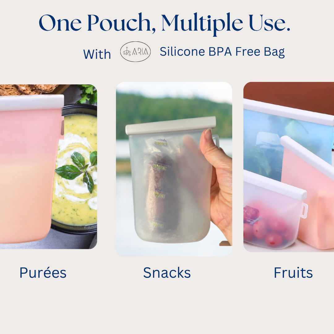 ARIA Reusable Breast Milk Bag and Milk Storage Bag or Snack Bag for Toddlers