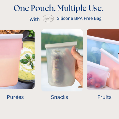 ARIA Reusable Breast Milk Bag and Milk Storage Bag or Snack Bag for Toddlers