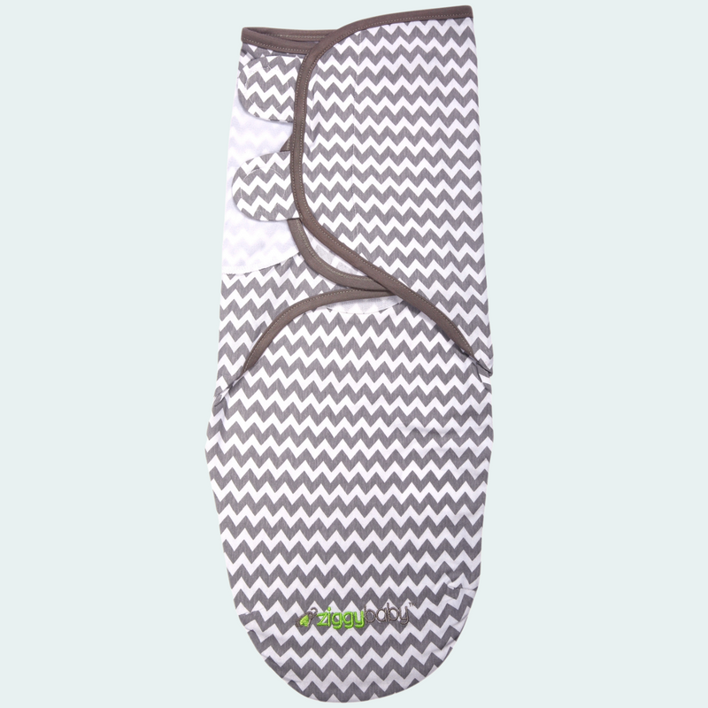 Organic Baby Adjustable Swaddle -  Ultra Grey Zig Zag, Tree and Cross Series