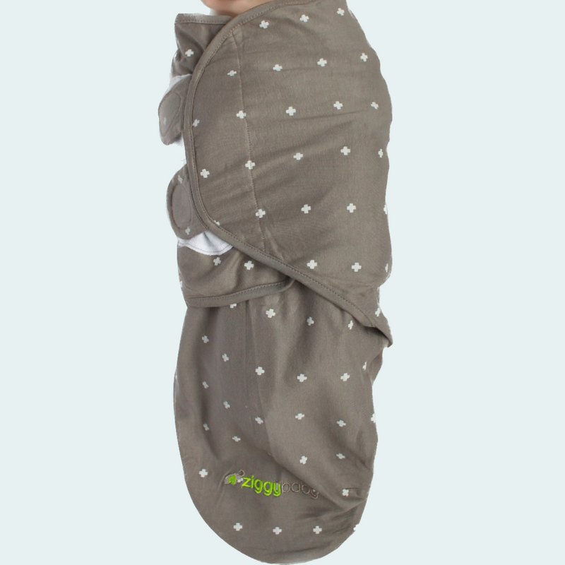 Organic Baby Adjustable Swaddle -  Ultra Grey Zig Zag, Tree and Cross Series