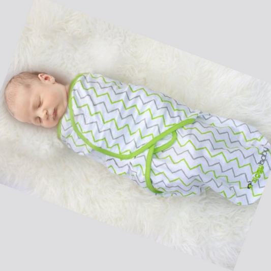 Organic Baby Adjustable Swaddle - Solid Green, Green Zig Zag, Dot Series