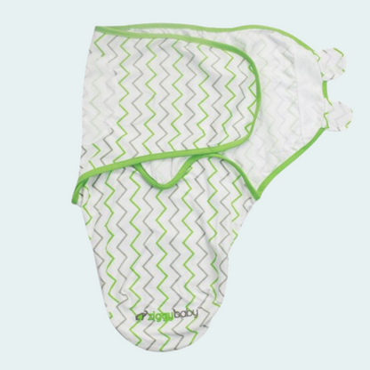 Organic Baby Adjustable Swaddle - Solid Green, Green Zig Zag, Dot Series
