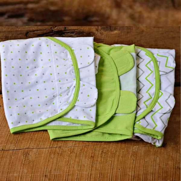 Organic Baby Adjustable Swaddle - Solid Green, Green Zig Zag, Dot Series