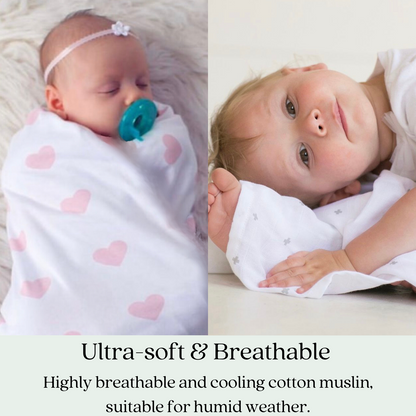 Muslin Baby Swaddle Blankets, 47x47 inch (120cm X 120cm) Girl Series