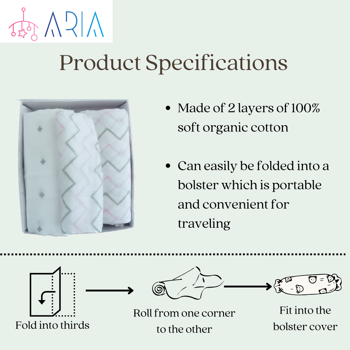 Muslin Baby Swaddle Blankets, 47x47 inch (120cm X 120cm) Girl Series