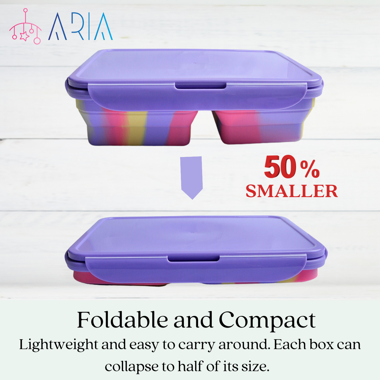 ARIA Microwaveable Collapsible Lunch Box or Bento Box - 1L