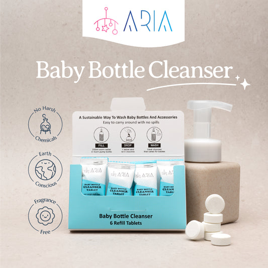 ARIA Foaming Baby Bottle Tablet Refills -  6 Pack Tablets - Organic and Hypoallergic Cleanser - Makes 6 x 250ml bottles