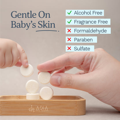 ARIA Foaming Baby Bottle Tablet Refills -  6 Pack Tablets - Organic and Hypoallergic Cleanser - Makes 6 x 250ml bottles