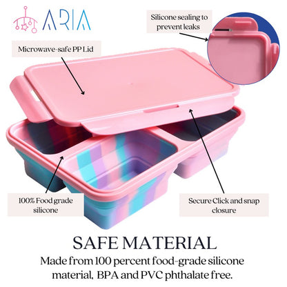 [ARIA] Collapsible Lunch Box | Bento Lunch Box Kids | Microwave Lunch Box | Foldable Lunch Box