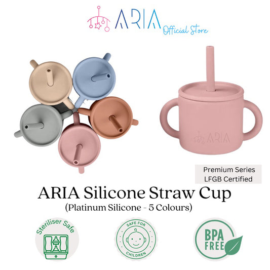 Baby Toddler Training Cup for Milk Water | Sippy Cup | Drinking Mug With Straw | Double Handled Silicone Cup | Straw Cup