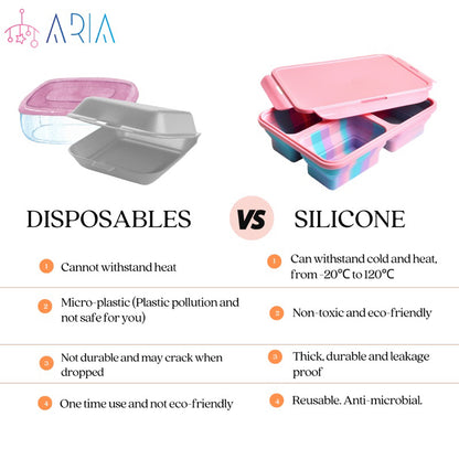 [ARIA] Collapsible Lunch Box | Bento Lunch Box Kids | Microwave Lunch Box | Foldable Lunch Box