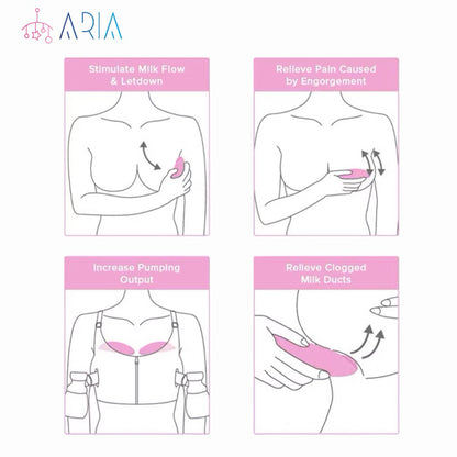 ARIA Warming Lactation Massager 2 in 1 Heating and Vibration Breast Massager with travel pouch