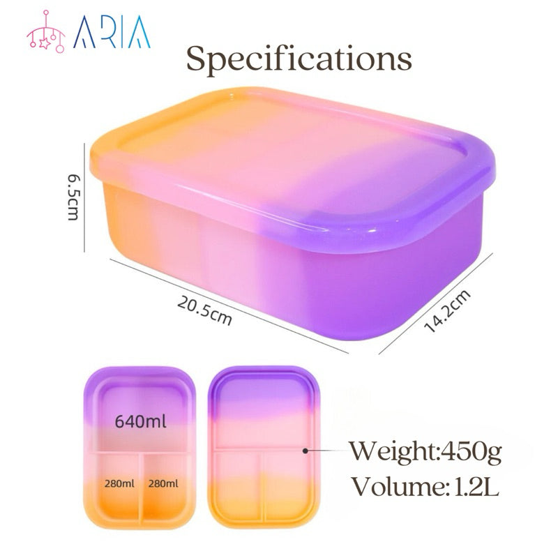 ARIA Silicone Lunch Box | Bento Lunch Box Kids | Microwave Lunch Box | Foldable Lunch Box (4 Designs)