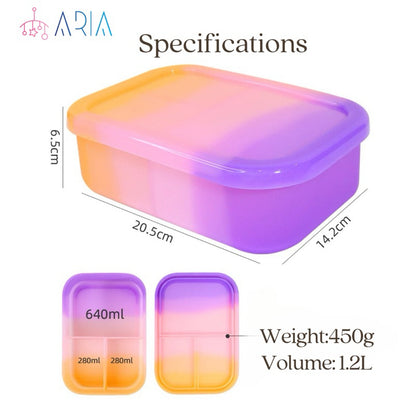 ARIA Silicone Lunch Box | Bento Lunch Box Kids | Microwave Lunch Box | Foldable Lunch Box (4 Designs)
