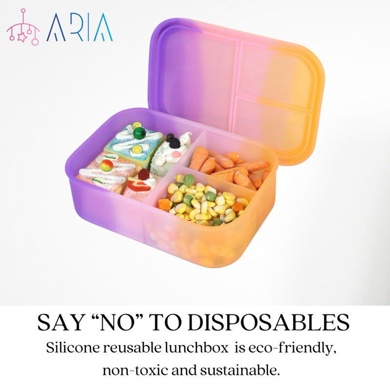ARIA Silicone Lunch Box | Bento Lunch Box Kids | Microwave Lunch Box | Foldable Lunch Box (4 Designs)