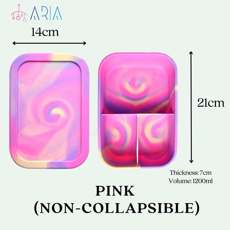 ARIA Silicone Lunch Box | Bento Lunch Box Kids | Microwave Lunch Box | Foldable Lunch Box (4 Designs)