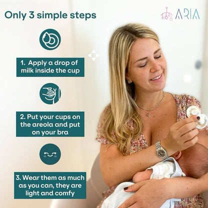 [ARIA] Silver Nursing Cup - Heal & Soothe Nipples for Breastfeeding, Nursing Cups Silver, Breast Pump