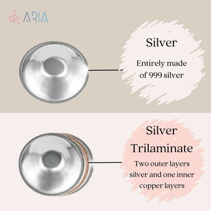 [ARIA] Silver Nursing Cup - Heal & Soothe Nipples for Breastfeeding, Nursing Cups Silver, Breast Pump