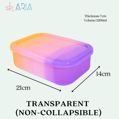 ARIA Silicone Lunch Box | Bento Lunch Box Kids | Microwave Lunch Box | Foldable Lunch Box (4 Designs)